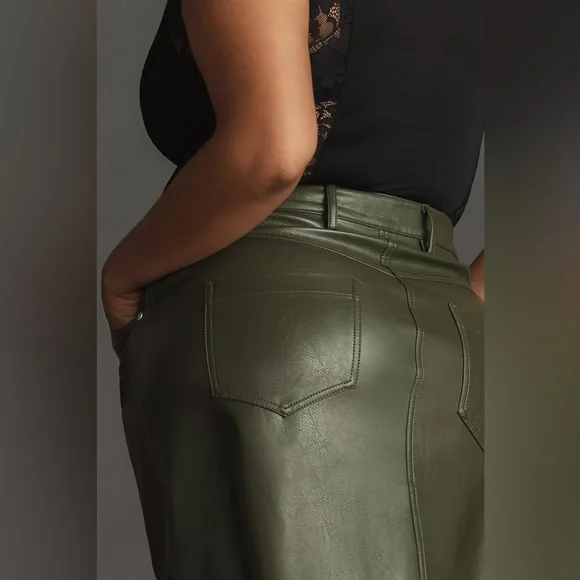 Anthropologie The Madi Faux-Leather Front-Slit Maxi Skirt by Pilcro - Picture 9 of 13